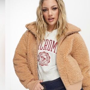 Abercrombie & Fitch Women's Camel Teddy Jacket
